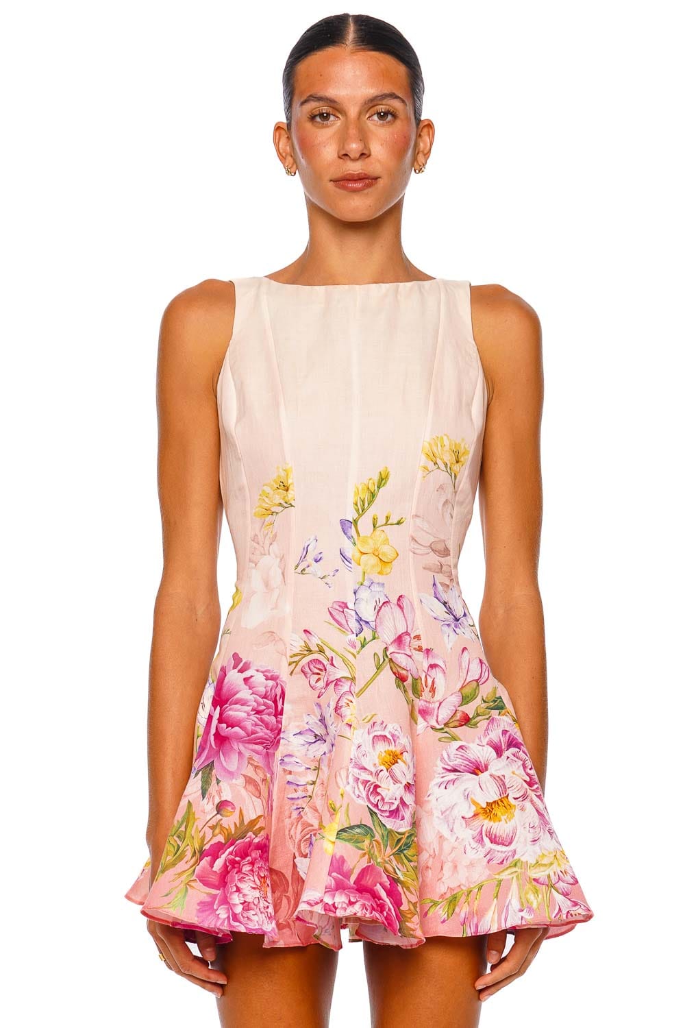 Hemant and Nandita Avya Pink Floral Sleeveless Skater Mini Dress