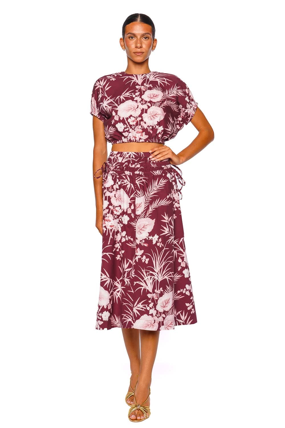 Cara Cara Meret Paradise Blush Floral Midi Skirt