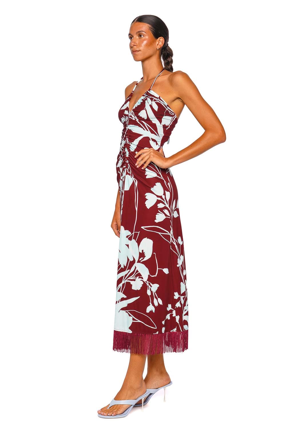Cara Cara Shelter Island Maroon Halter Midi Dress