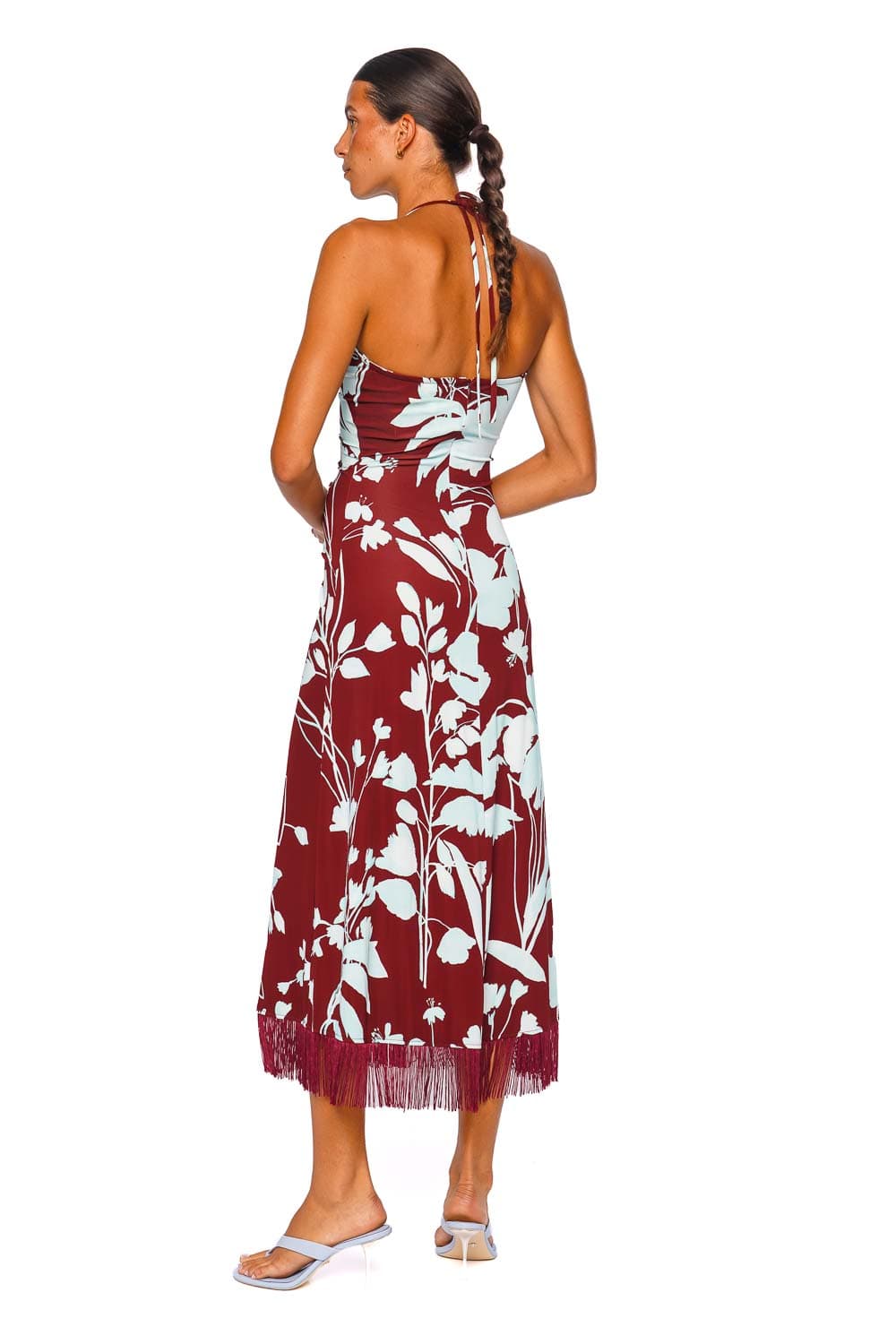 Cara Cara Shelter Island Maroon Halter Midi Dress