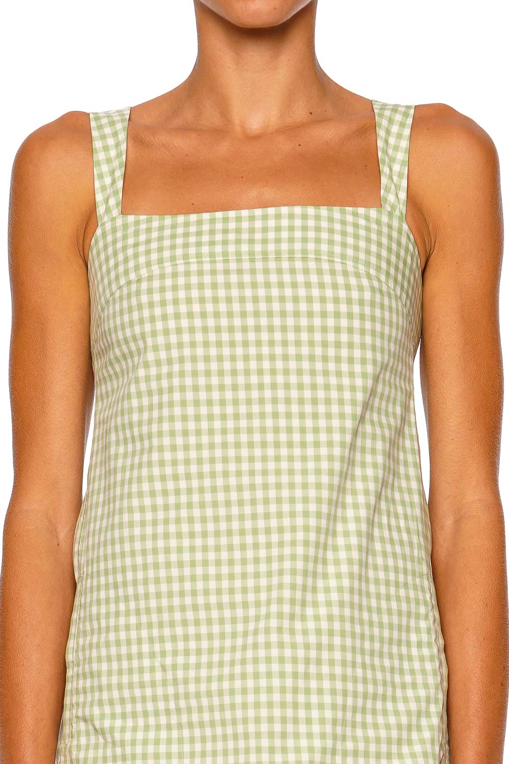 SIMKHAI Sloan Lime Gingham Cotton Mini Dress
