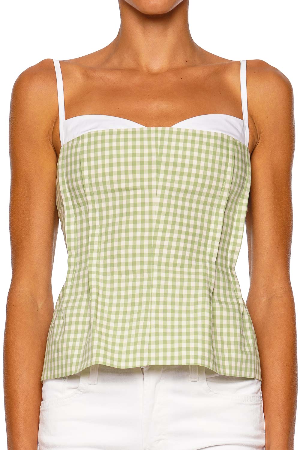 トップス 60s single face foodie Charlee Lime Gingham Bustier Combo Top