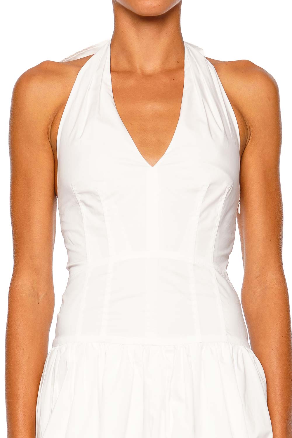 SIMKHAI Brooke White Halter Mini Dress