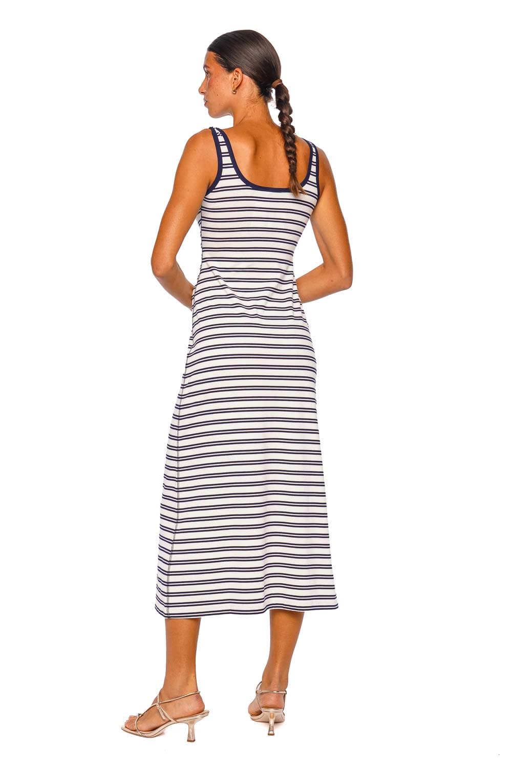 SIMKHAI Becker Midnight Stripe Jersey Midi Dress