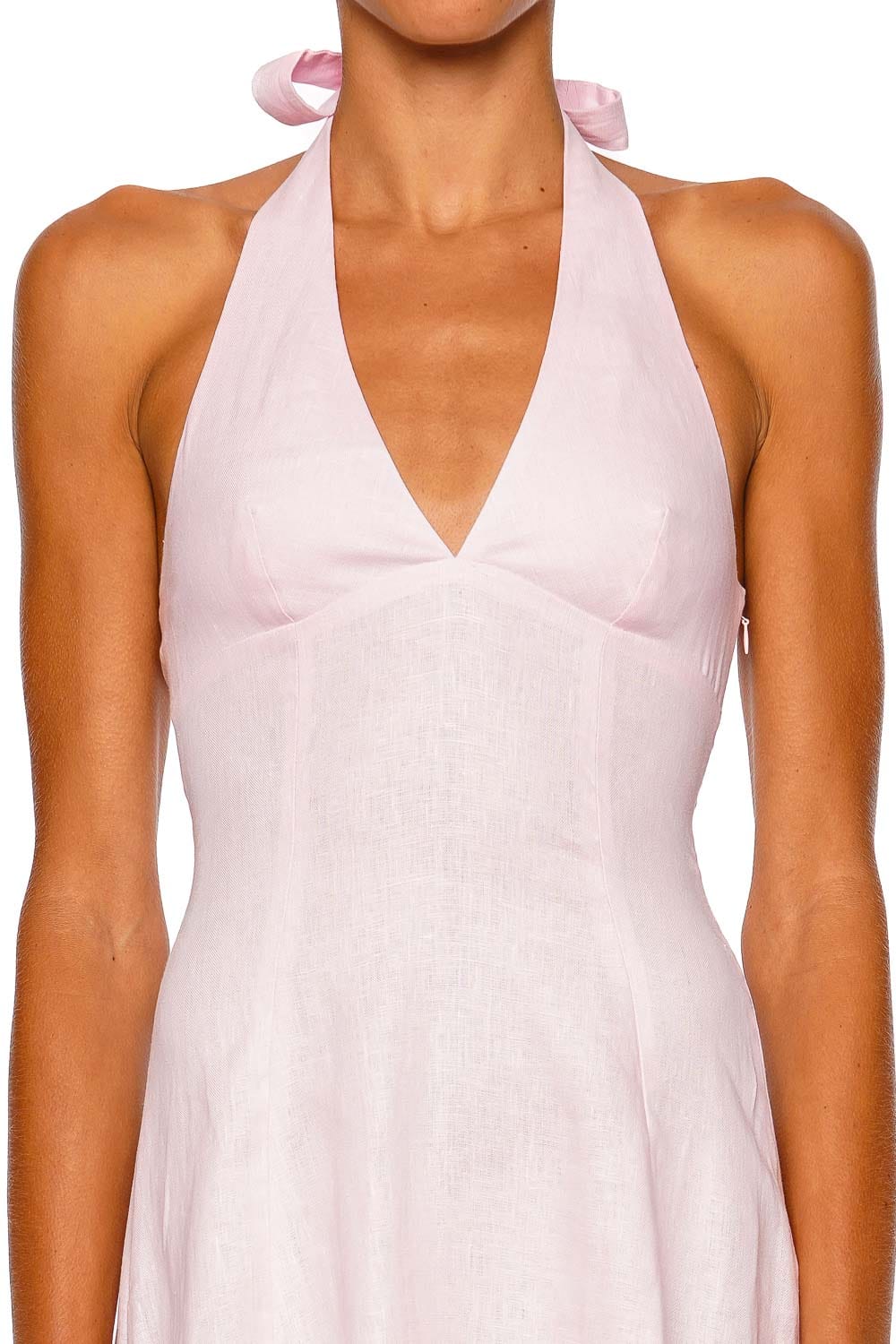 Faithfull The Brand Marais Pink Halter Midi Dress