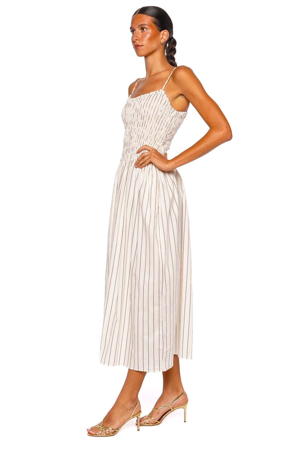 Araceli Lemon Stripe Smocked Maxi Dress