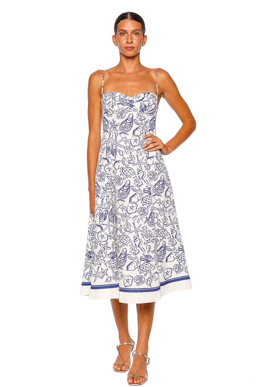 SIMKHAI Analise Blueberry Multi Strappy Bustier Midi Dress