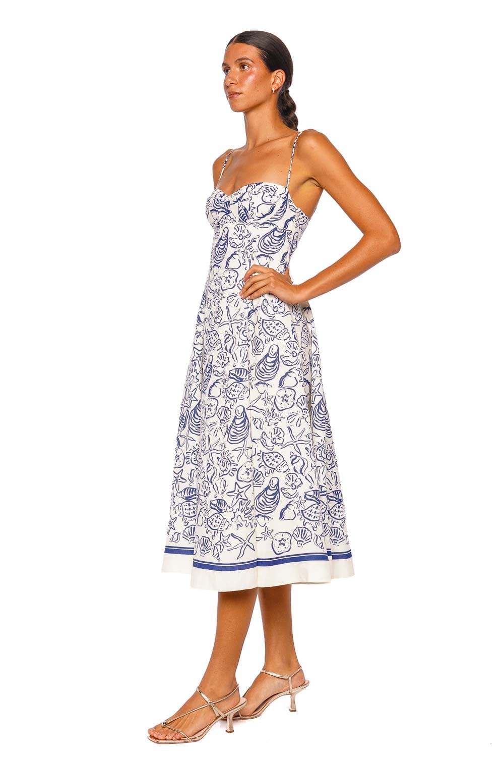 SIMKHAI Analise Blueberry Multi Strappy Bustier Midi Dress