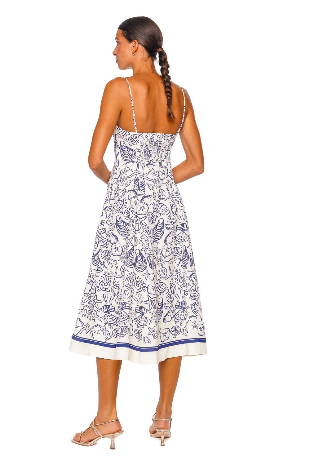 SIMKHAI Analise Blueberry Multi Strappy Bustier Midi Dress