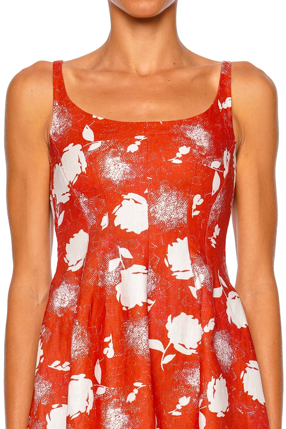 Faithfull The Brand Cypriani Sunrose Rosso Floral Mini Dress with Straps