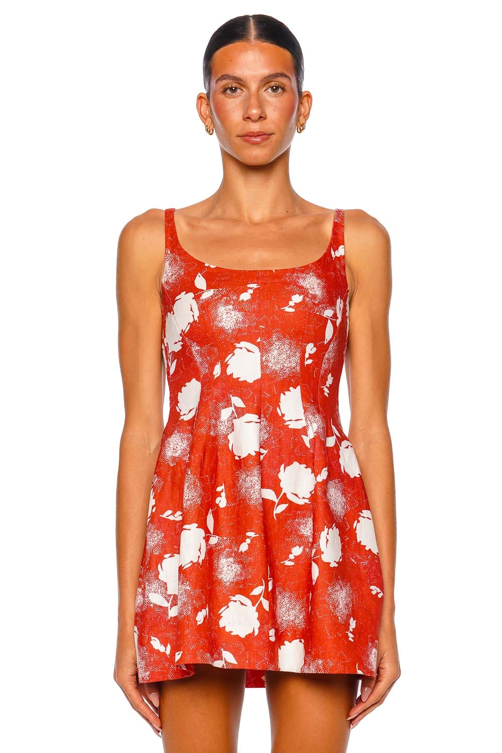 Faithfull The Brand Cypriani Sunrose Rosso Floral Mini Dress with Straps