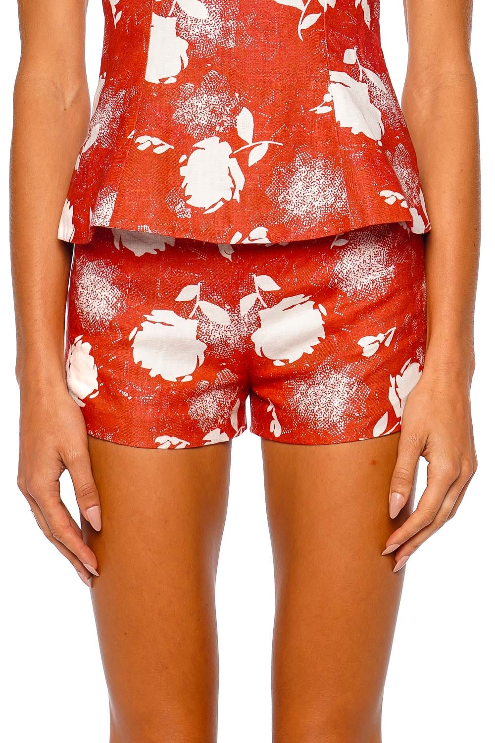 Faithfull The Brand Lila Sunrose Rosso Floral Mini Shorts