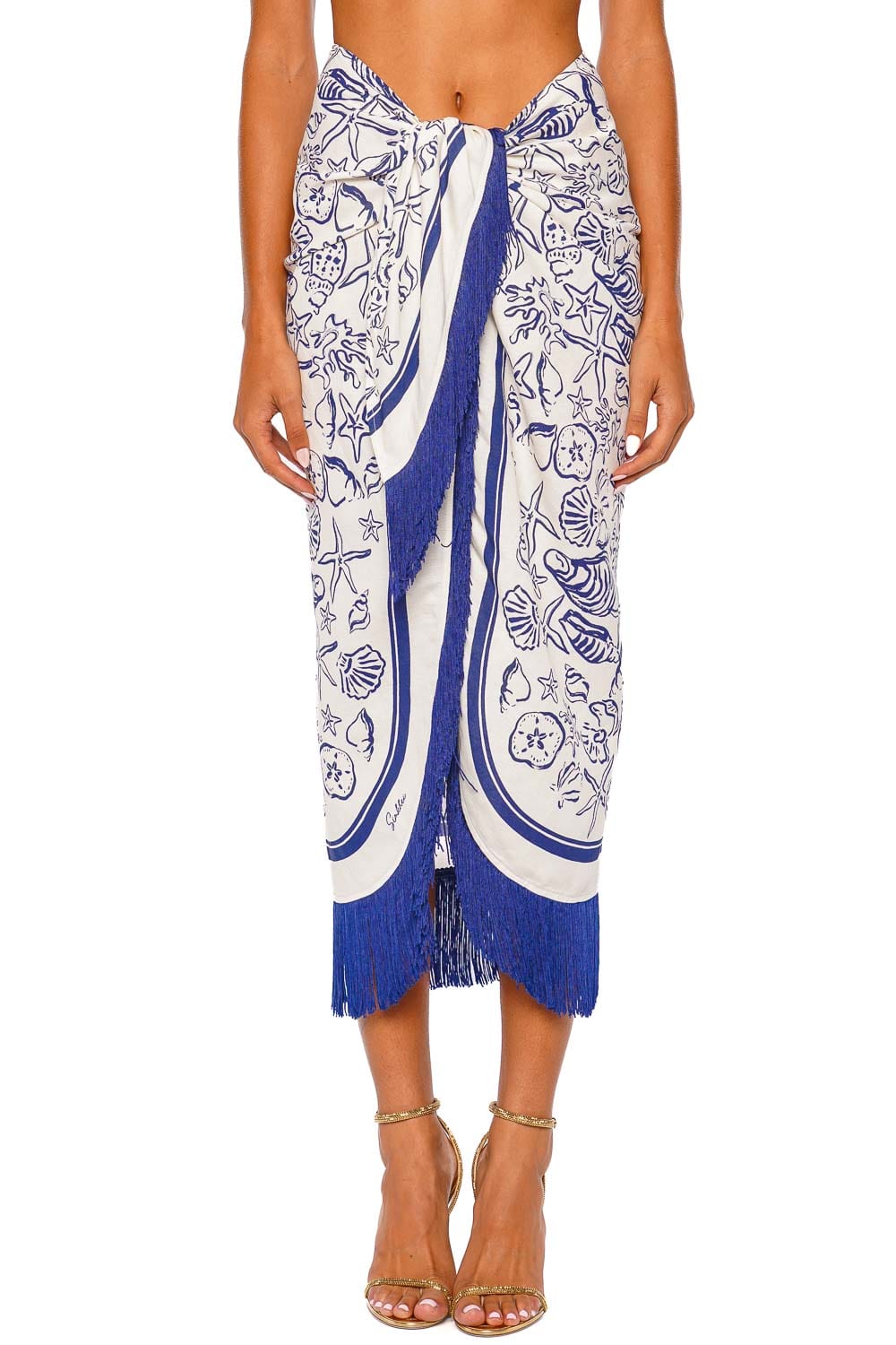 SIMKHAI Russo Fringe Blueberry Multi Pareo Skirt