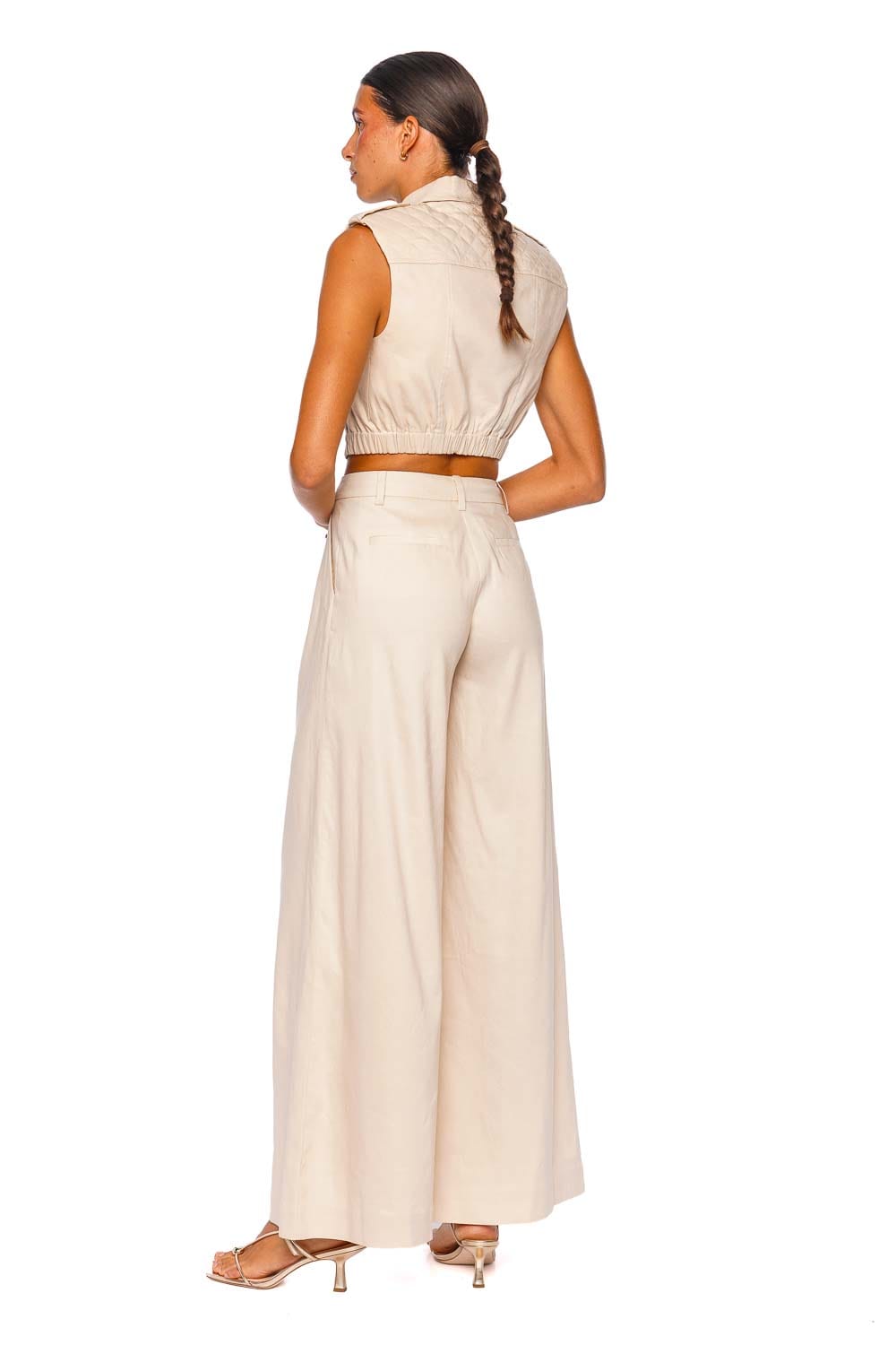 SIMKHAI Ramsey Sand Linen Wide Leg Pant