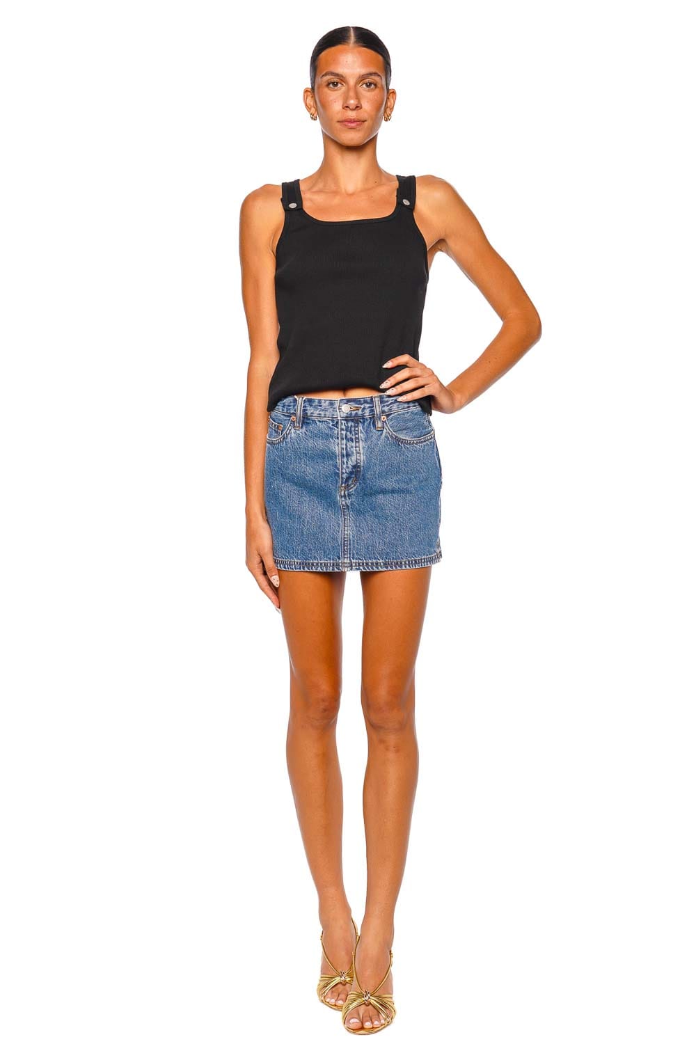 Still Here Holly Classic Blue High Rise Denim Mini Skirt