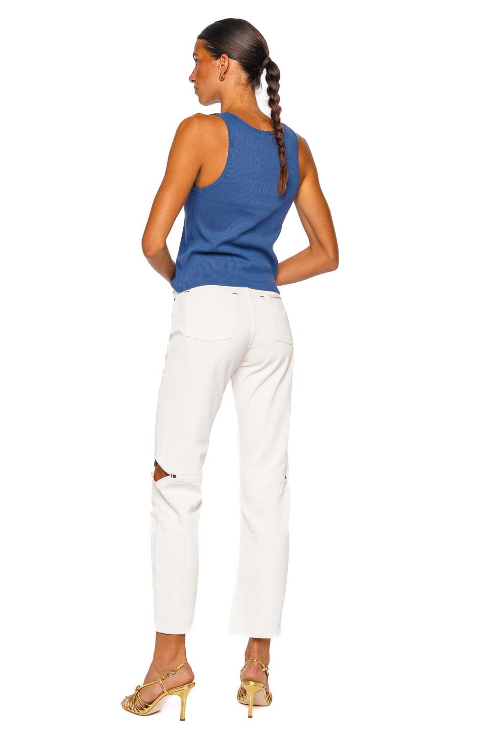 Still Here Cowgirl in Milk Milk High Rise Cutout Straight Leg Jeans