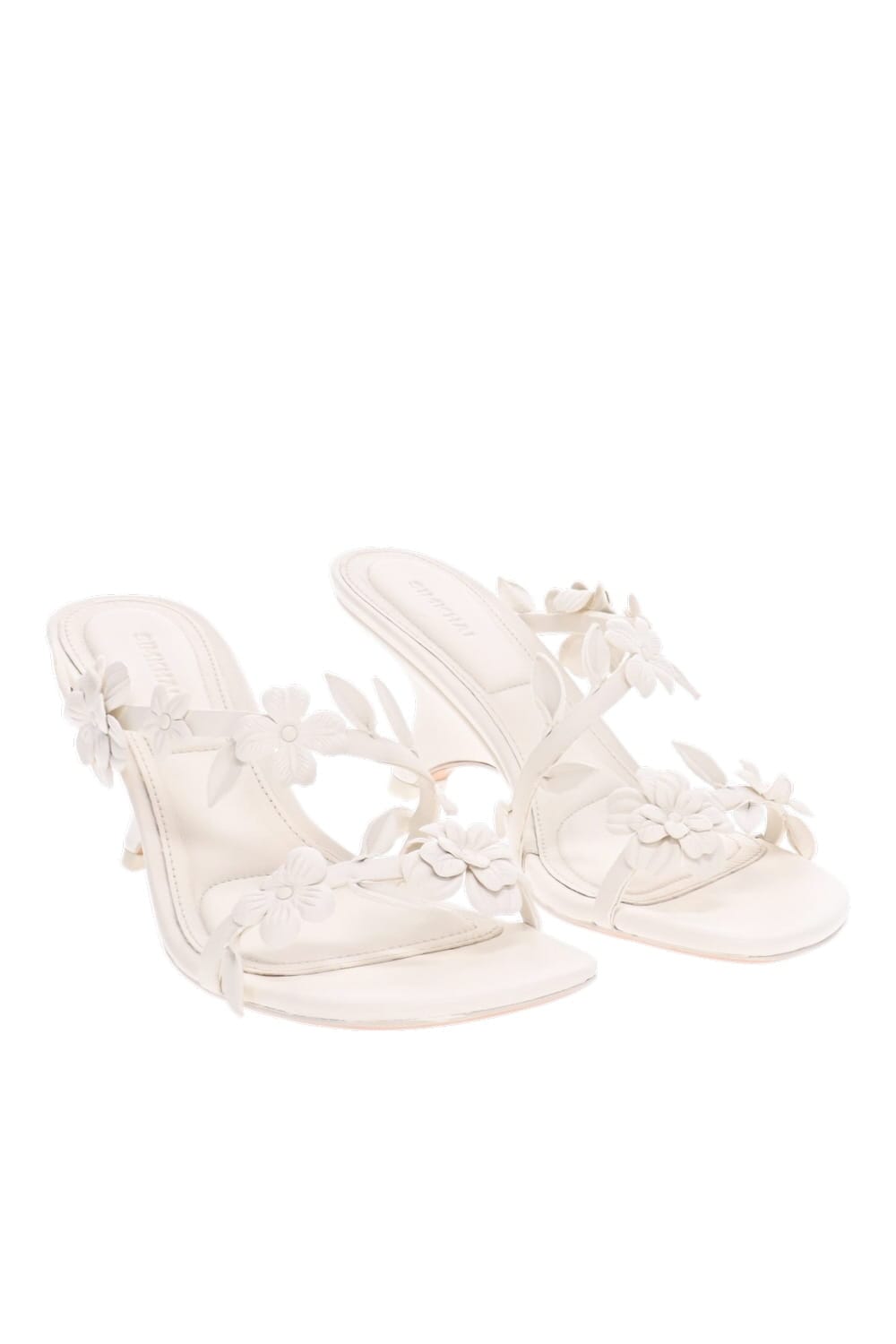 SIMKHAI Willow Ivory Floral Strappy Heeled Sandal