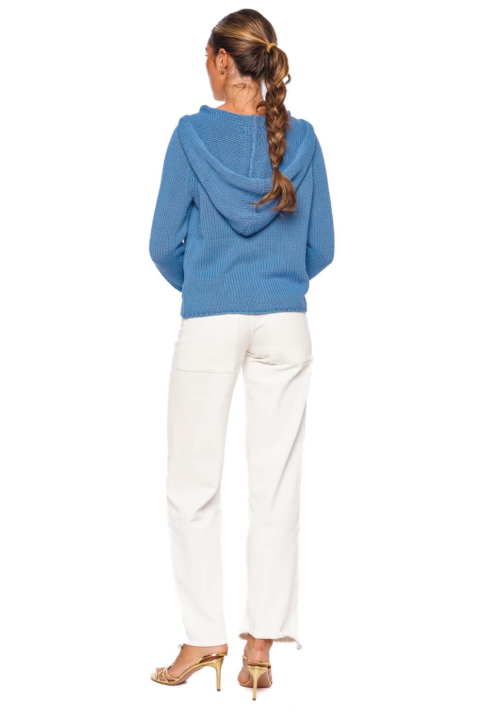 Still Here Bear Blue Knit Zip Up Hoodie