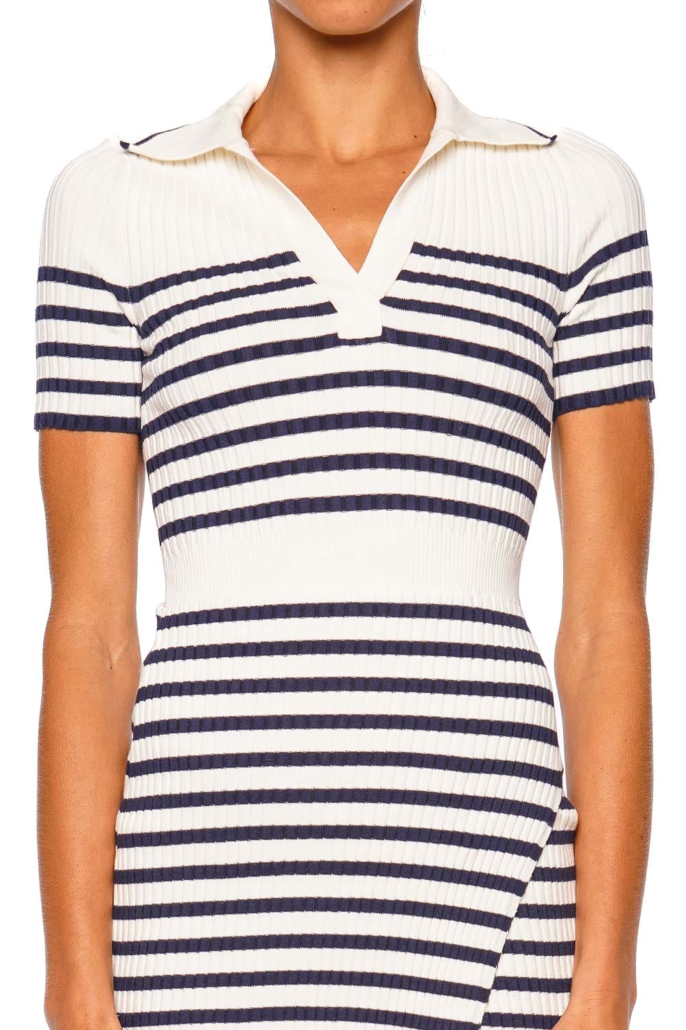 SIMKHAI Miranda Midnight Stripe Knit Mini Dress Short Sleeve