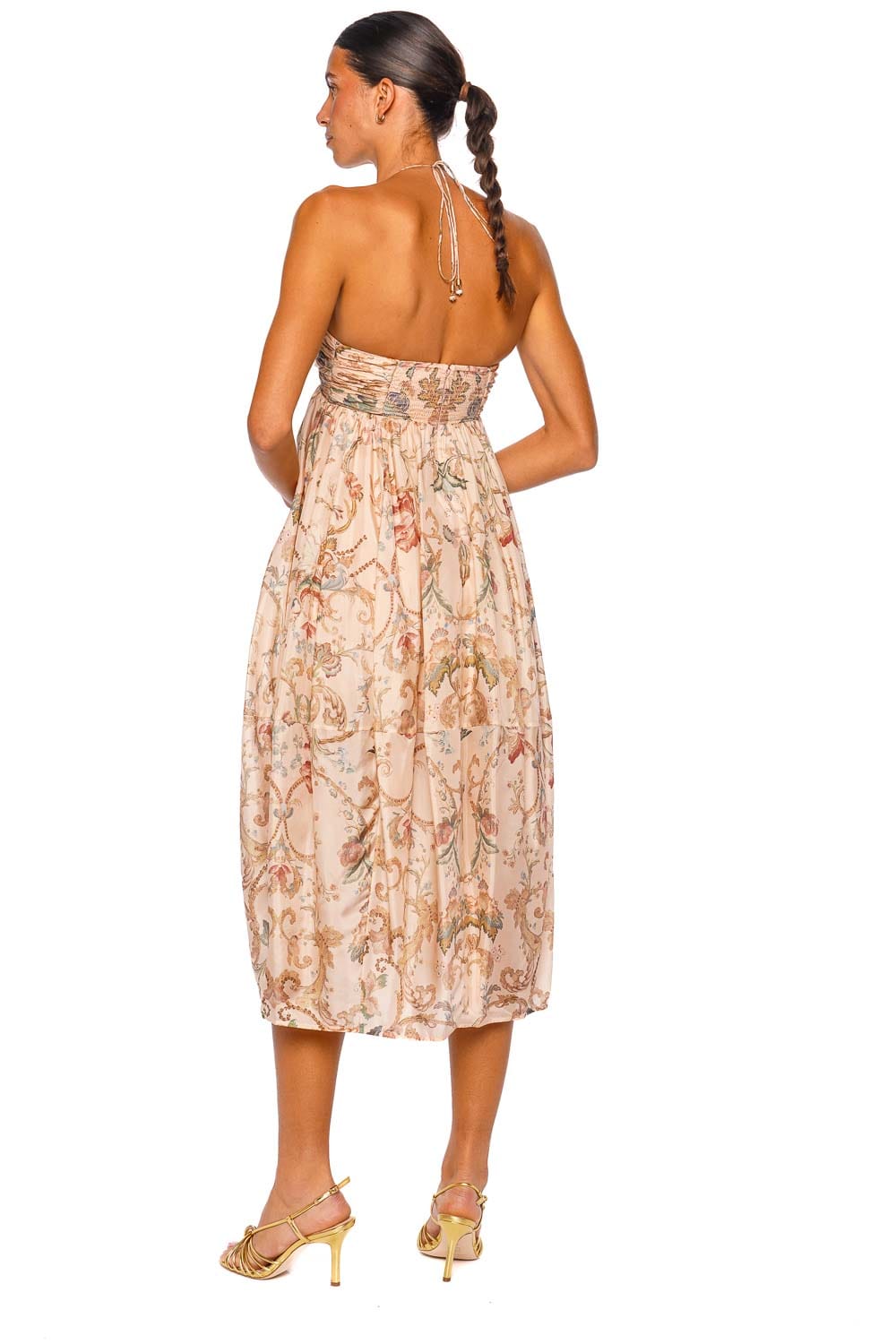 ZIMMERMANN Roselight Pink Tapestry Floral Halter Maxi Dress