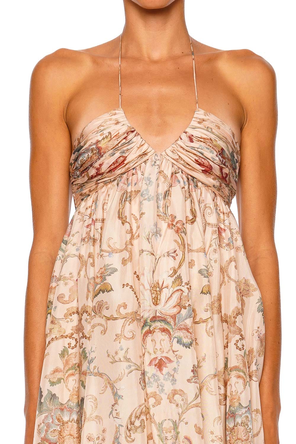 ZIMMERMANN Roselight Pink Tapestry Floral Halter Maxi Dress