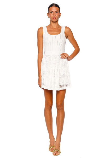 Simkhai Ellis Ivory Sleeveless Lace Knit Mini Dress