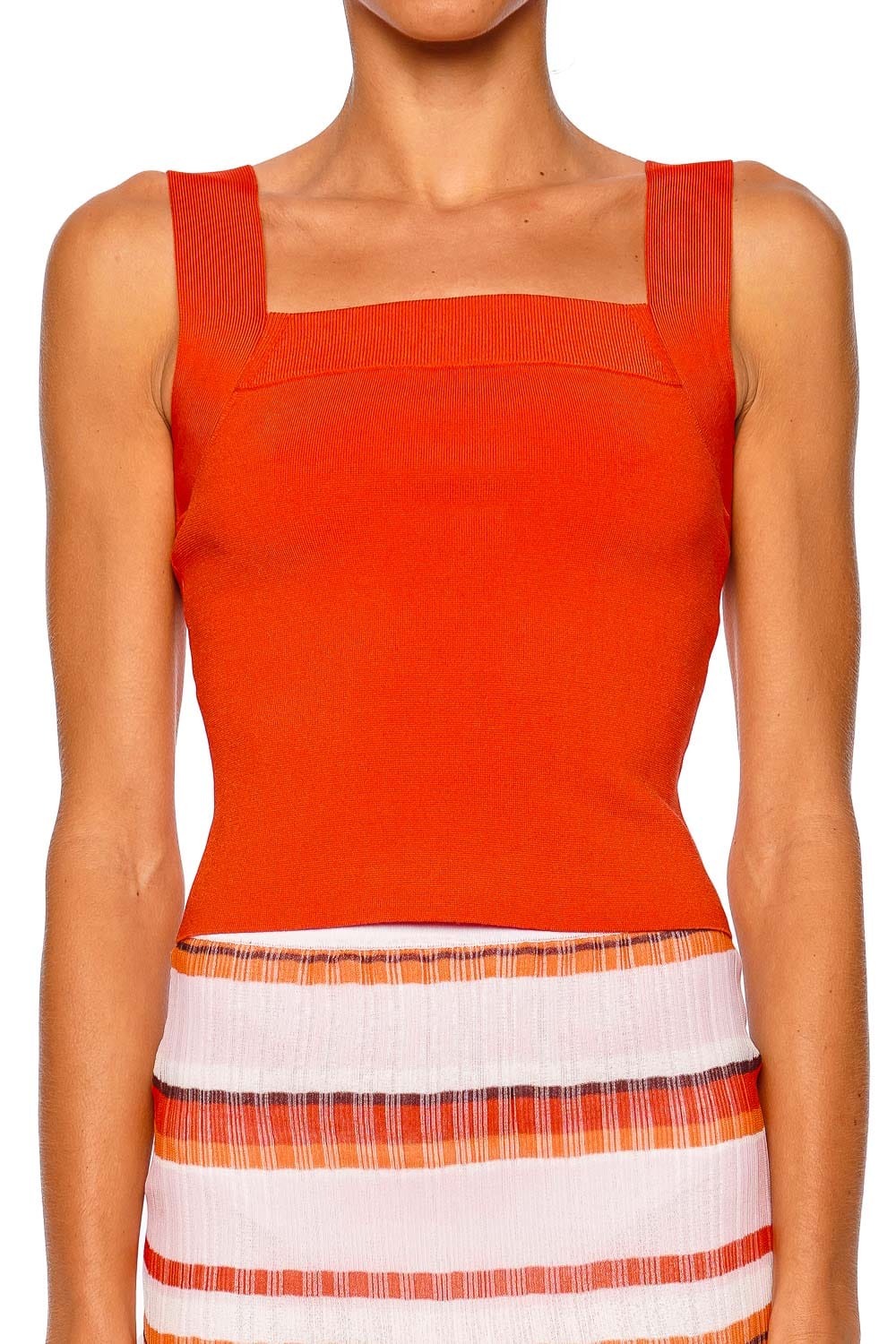 SIMKHAI Madine Lobster Square Neck Tank Top with Wide Straps