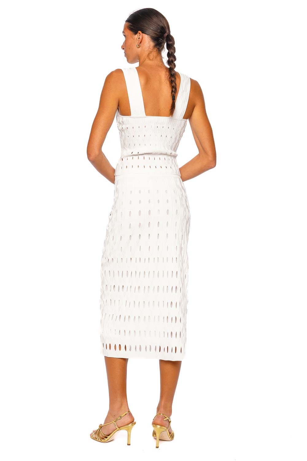 SIMKHAI Gentry Ivory Knit Tank Top with Wide Straps