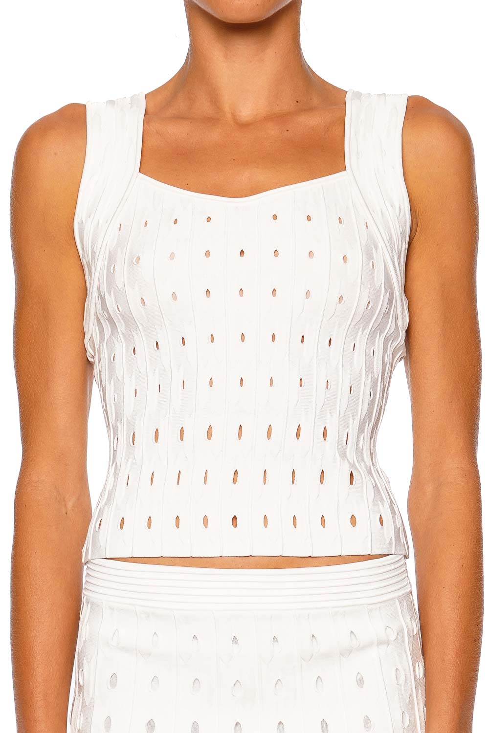 SIMKHAI Gentry Ivory Knit Tank Top with Wide Straps
