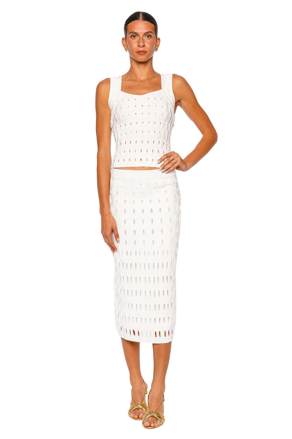 Xavia Fringe Knit Midi Skirt
