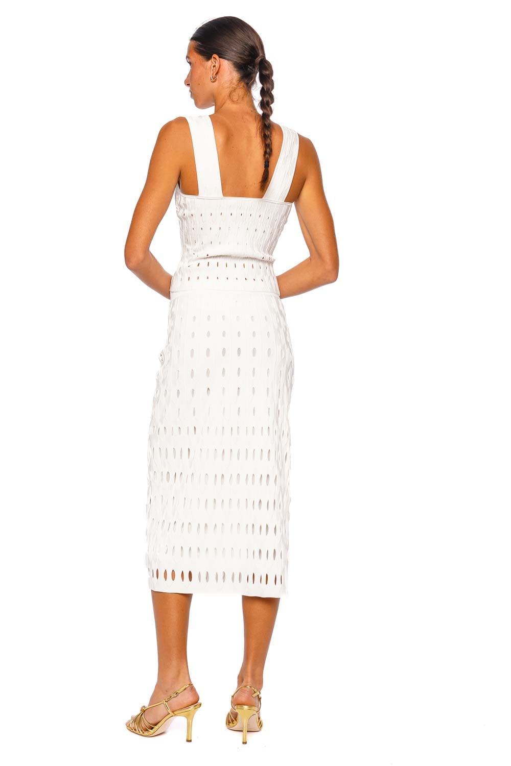 SIMKHAI Billie Ivory Knit Midi Skirt