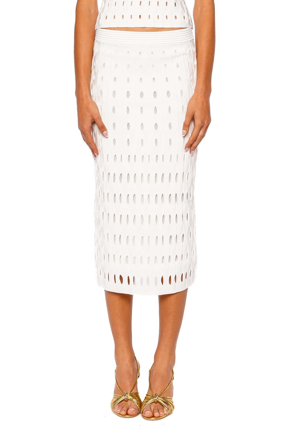 SIMKHAI Billie Ivory Knit Midi Skirt