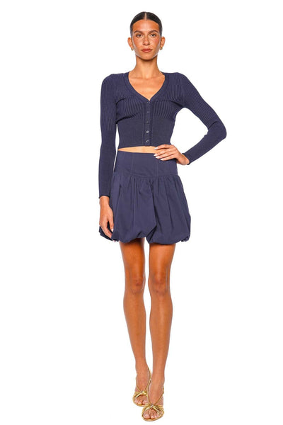 Ailany Midnight Ribbed Knit Cardigan