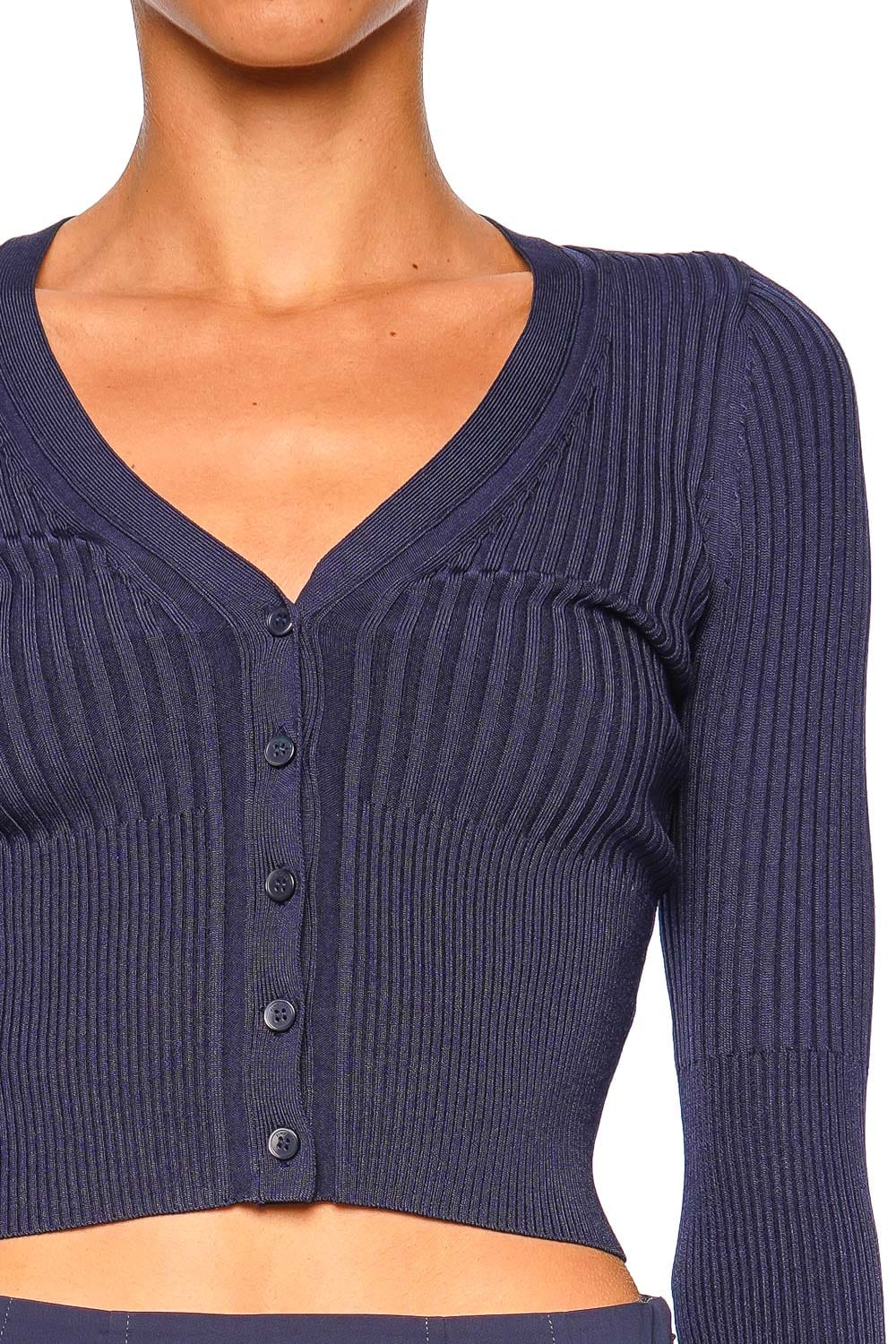 SIMKHAI Ailany Midnight Cropped Cardigan Long Sleeve