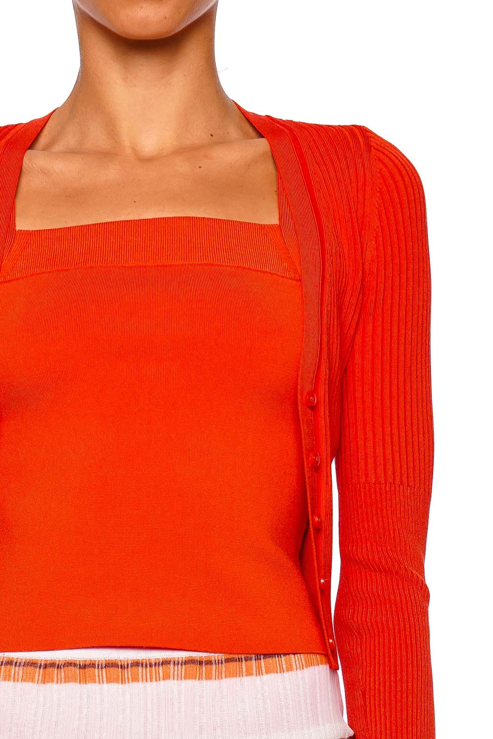 SIMKHAI Ailany Lobster Long Sleeve Cropped Cardigan