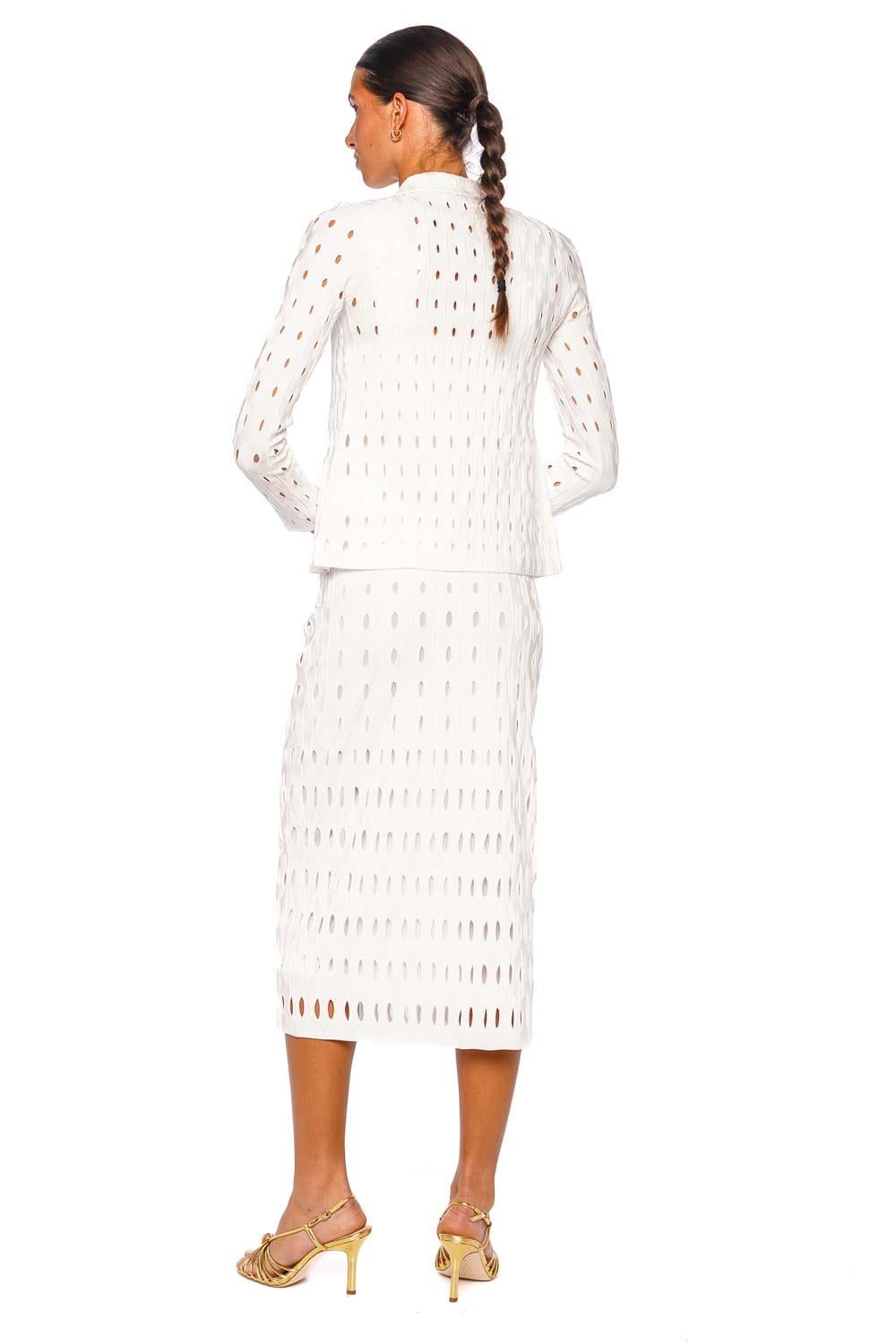 SIMKHAI Ellsworth Ivory Knit Cardigan Long Sleeve