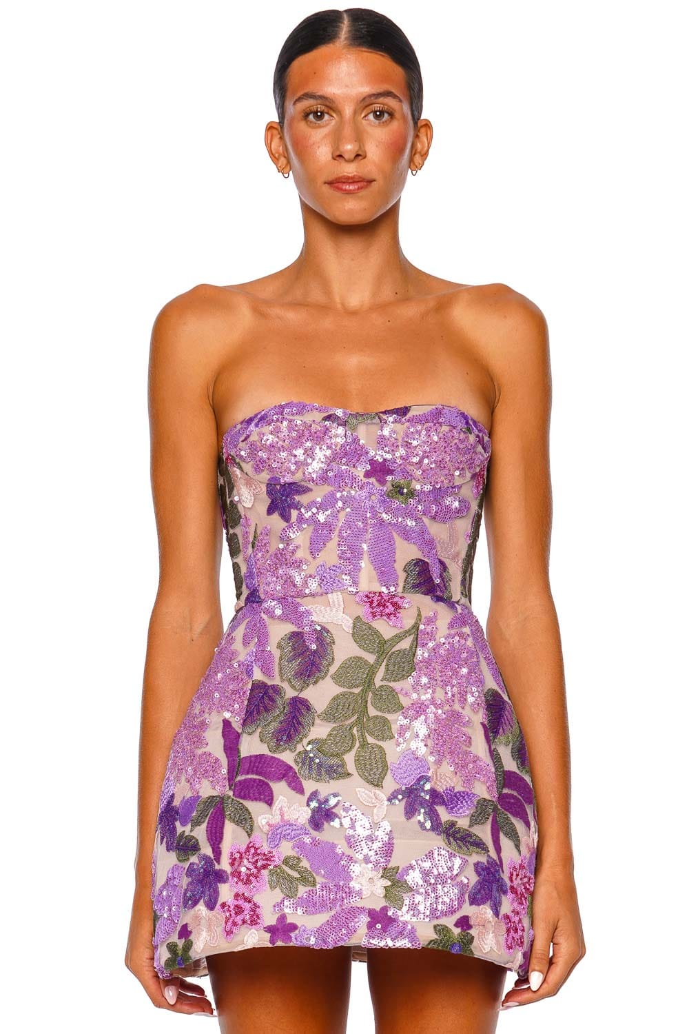Bronx and Banco Olivia Sequin Maraya Lilac Multi Strapless Mini Dress