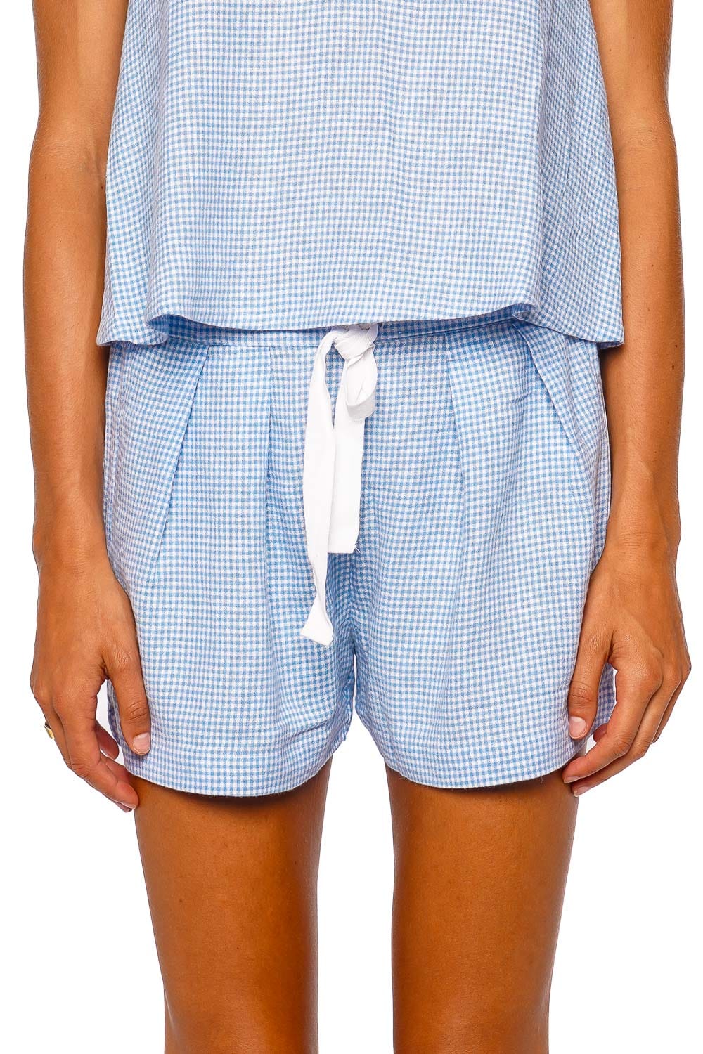 Eberjey Linen Blend Relaxed Blue Gingham Shorts