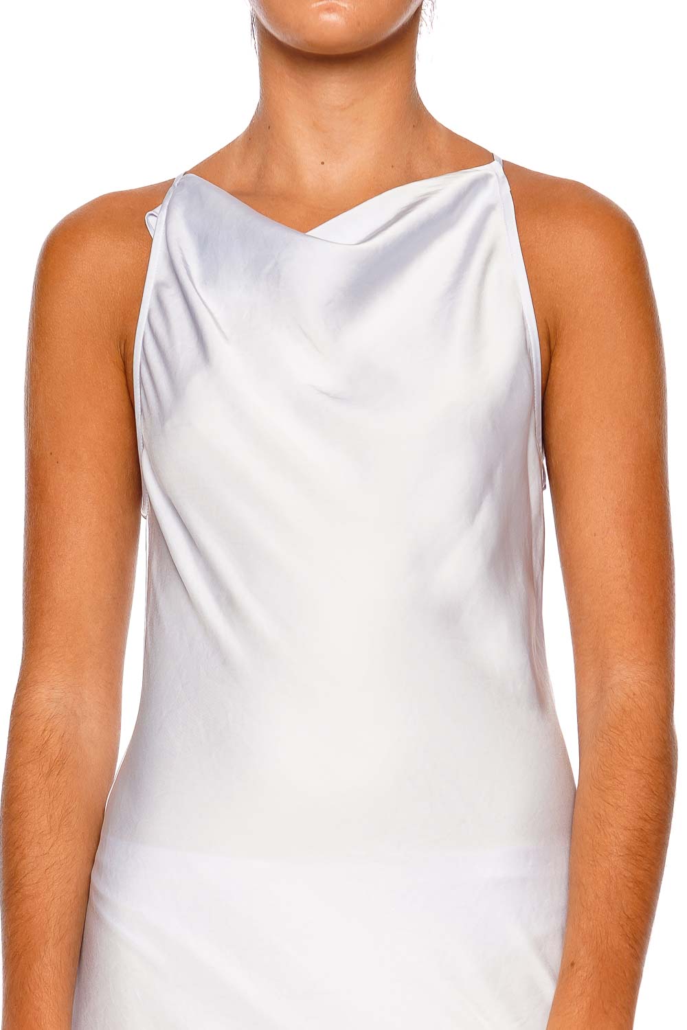 LAPOINTE Lightweight Satin Cloud Sleeveless Halter Gown