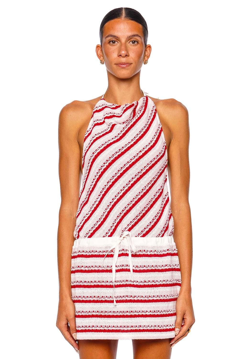 Simkhai Shellie Knit Halter Cover Up Mini Dress
