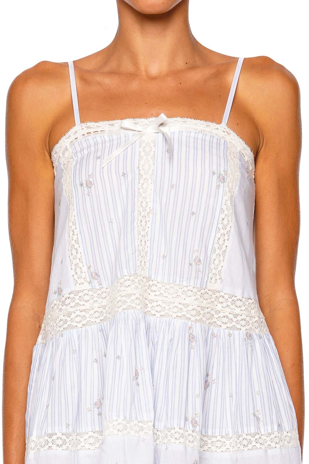 LoveShackFancy Vionett Sky Mist Strappy Mini Dress