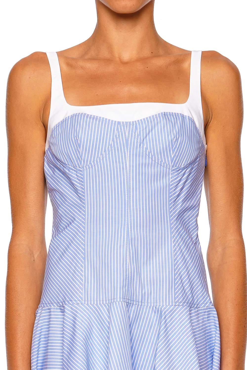 SIMKHAI Tyler Striped Cotton Bustier Mini Dress