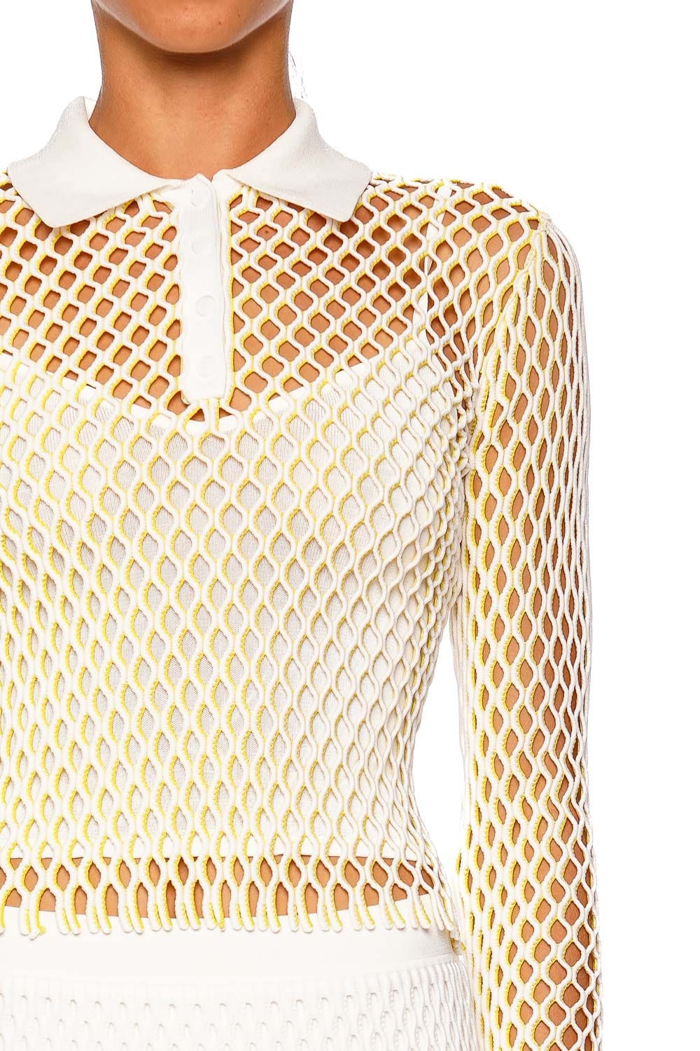 SIMKHAI Petra Knit Polo Long Sleeve Top Solar Multi