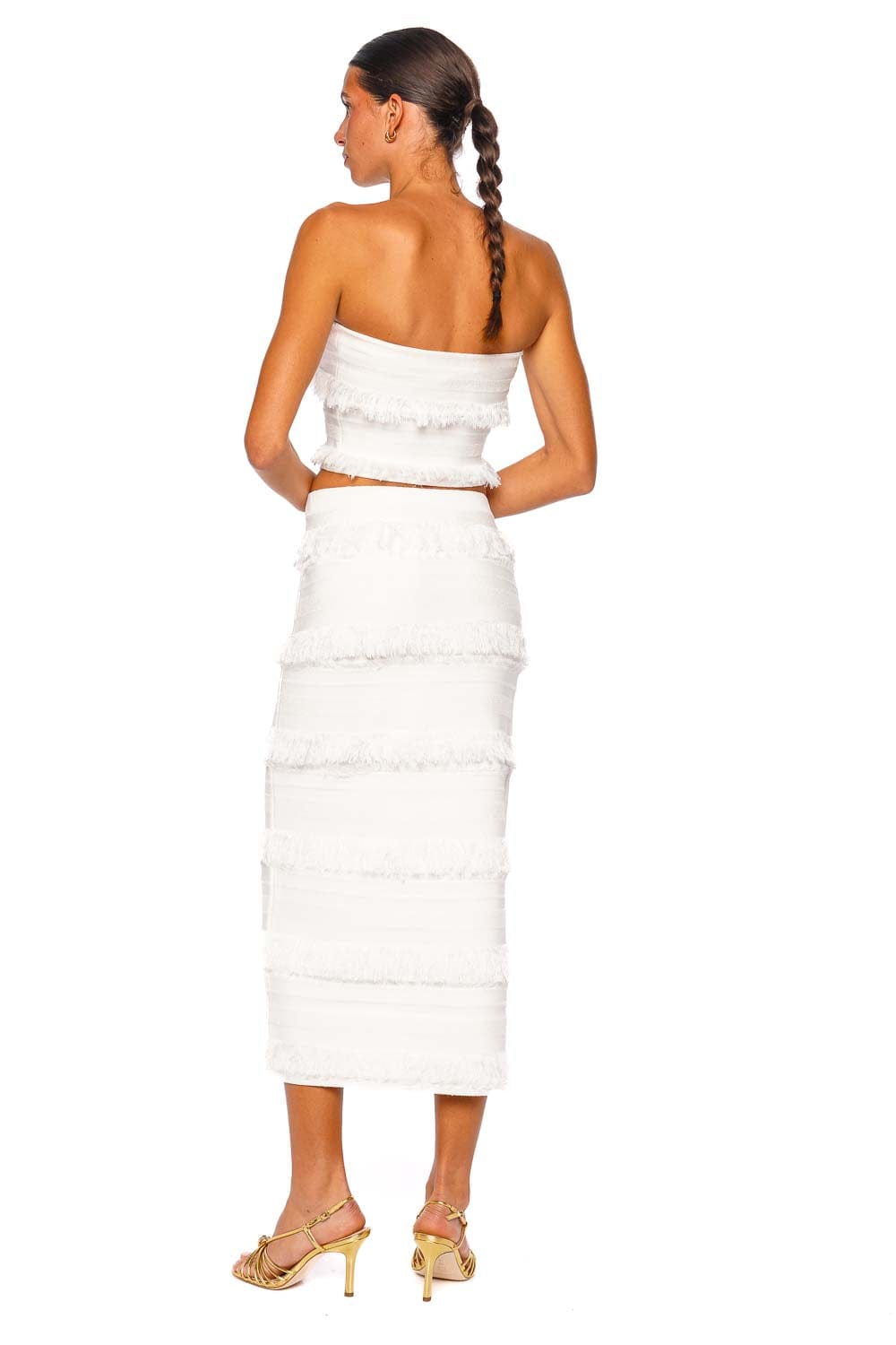 SIMKHAI Cairo Ivory Stripe Knit Strapless Tube Top