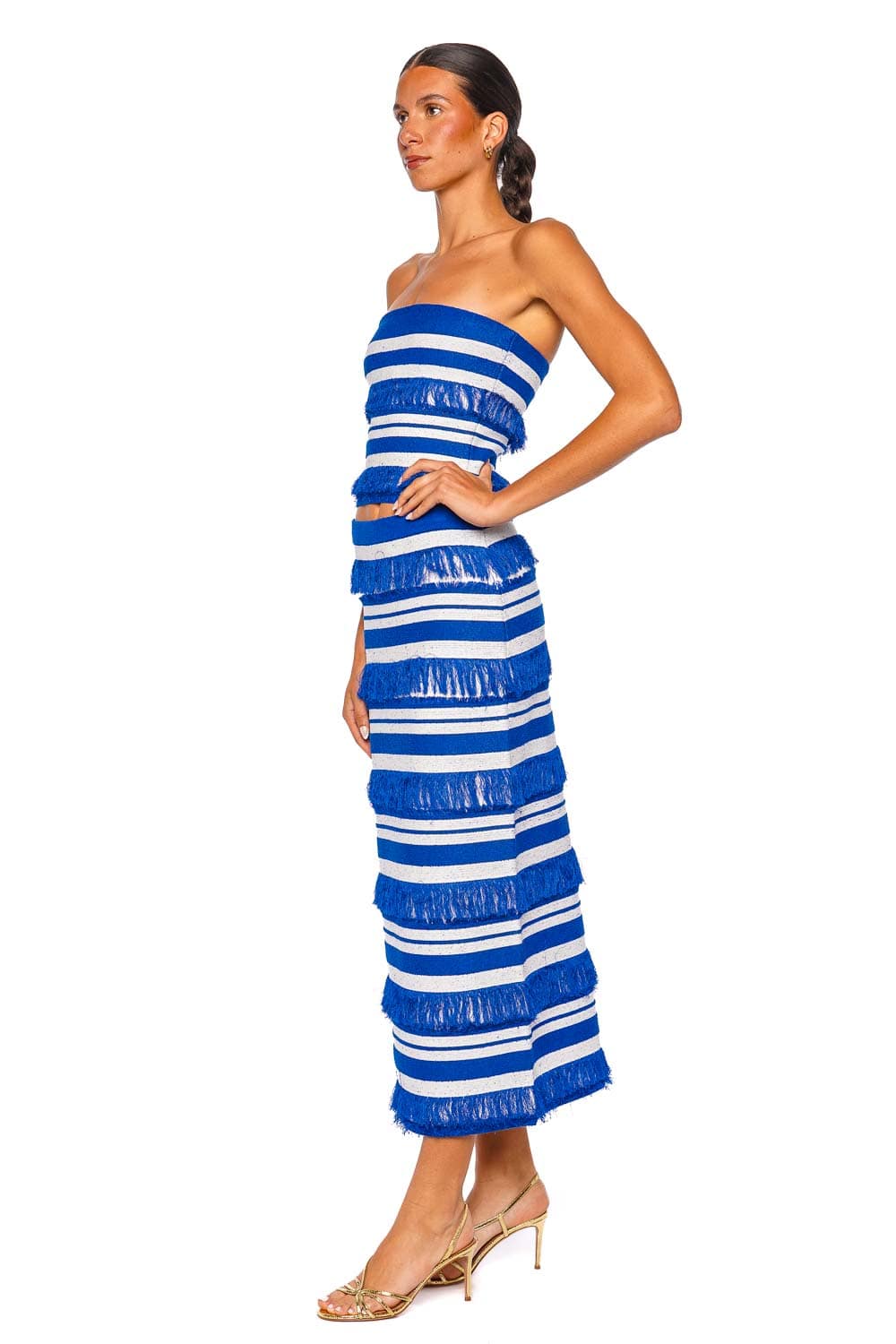 SIMKHAI Cairo Royal Blue Stripe Strapless Knit Tube Top