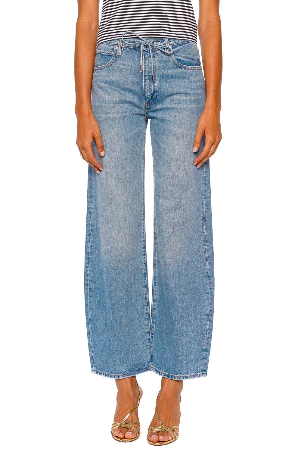FRAME The Off Duty Drawstring Bow Afterglow Wide Leg Jeans
