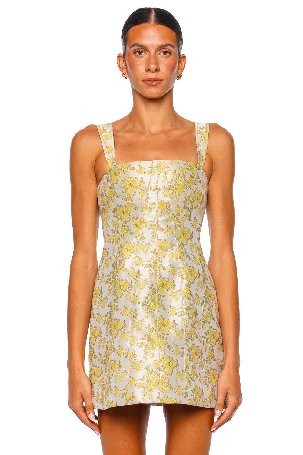 SIMKHAI Lydia Buttercream Floral Jacquard Mini Dress
