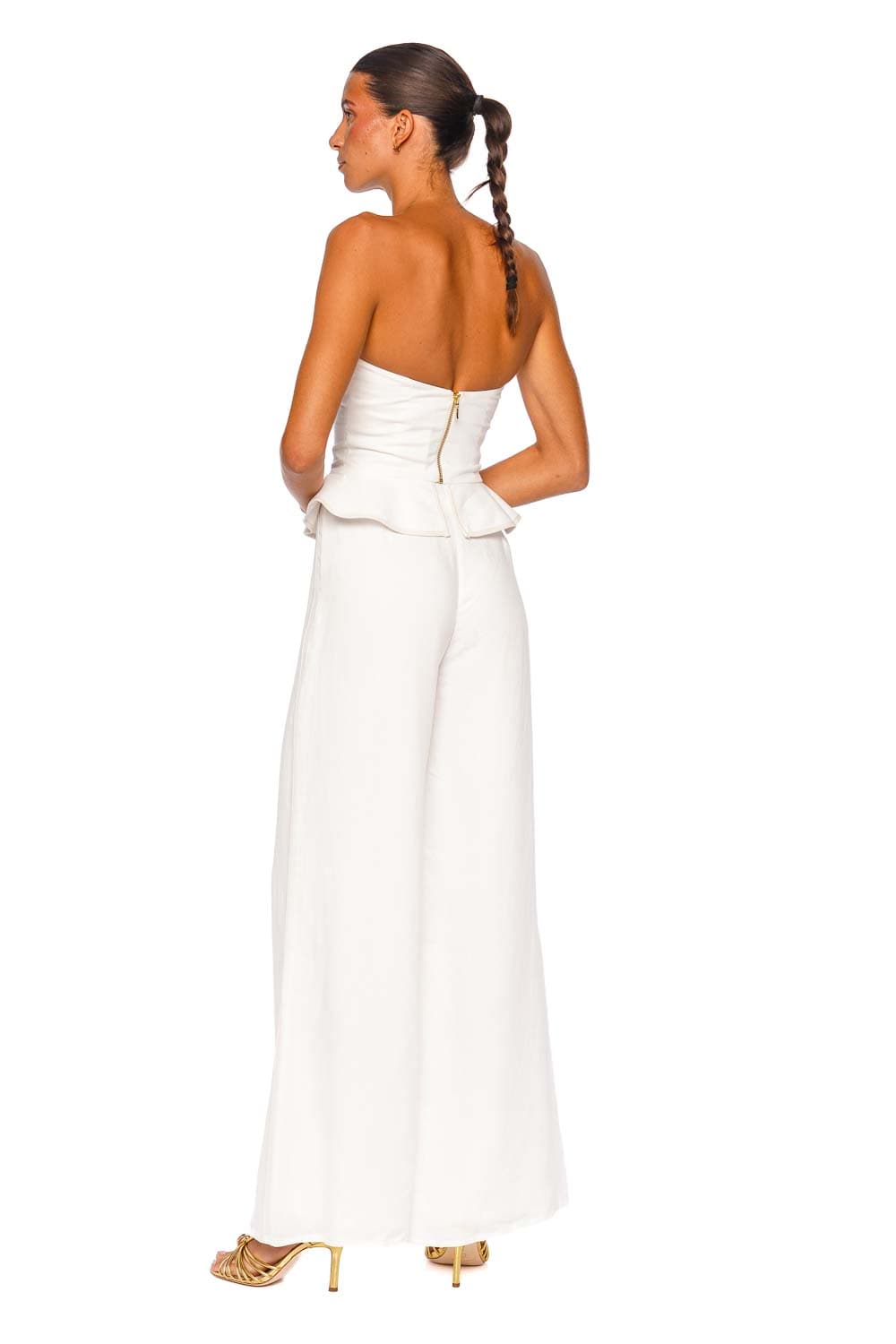 Azulu Vaiana Ivory Strapless Peplum Top