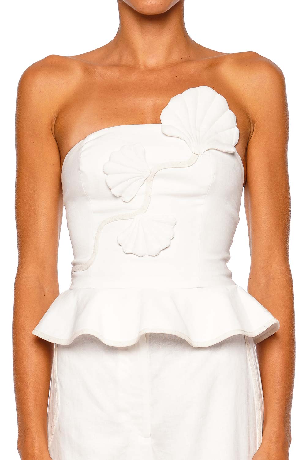 Azulu Vaiana Ivory Strapless Peplum Top