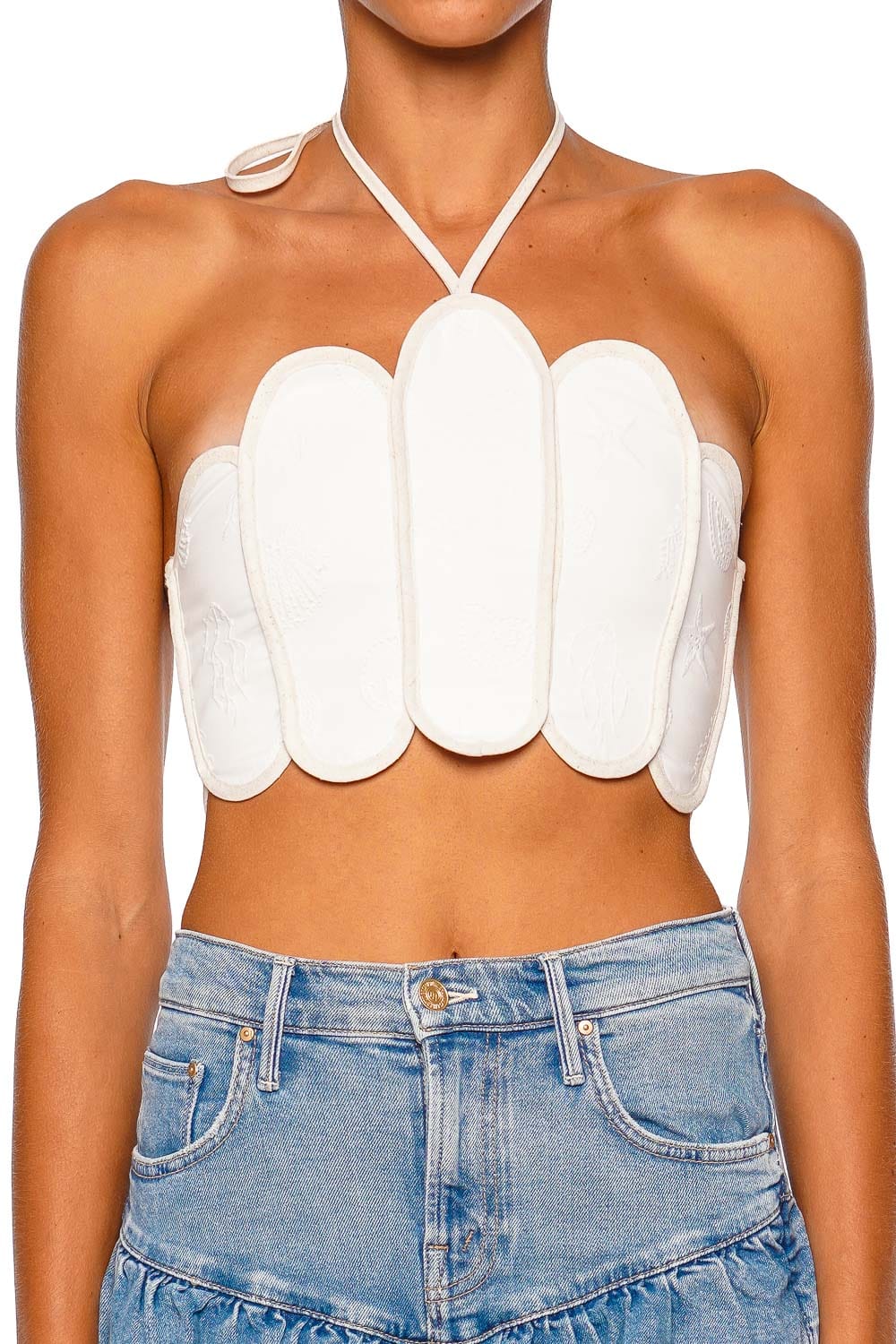 Azulu Lenny Ivory Seashell Halter Crop Top